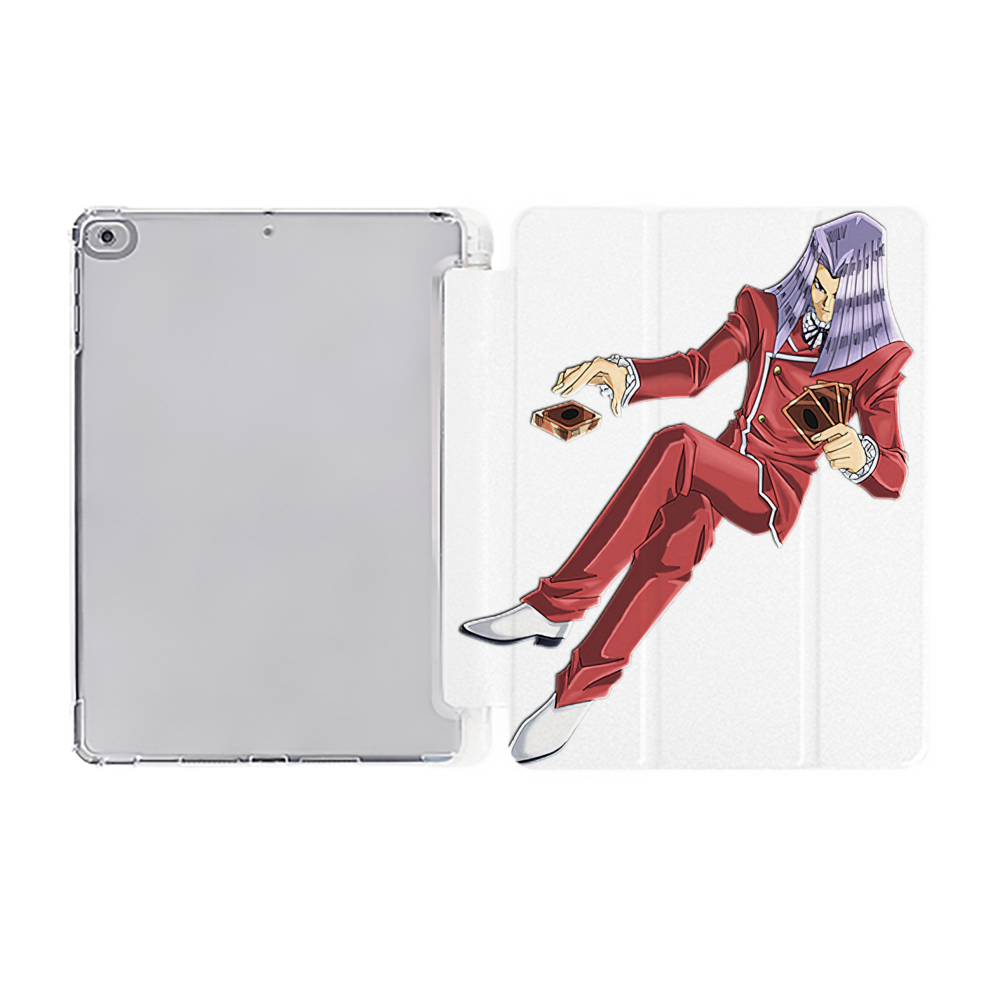 （画像用） 遊☆戯☆王 Yu-Gi-Oh! IPad ケース ペン収納付き 三つ折りスタンド PUレザー×シリコン 対応機種9.5/10.5/10.9インチ